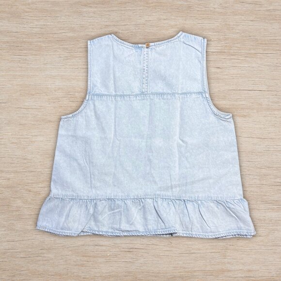 NWT Mango Denim Blouse Top Ruffle Trim Girls Size 13-14 Tween Kids Brand New - Picture 2 of 4